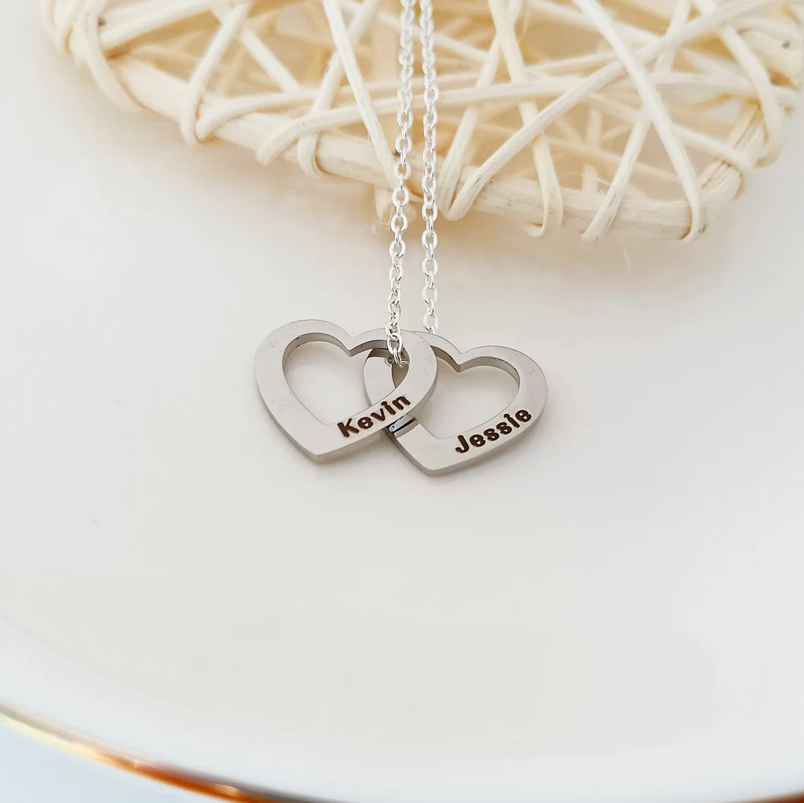 Gravert Navn hjerte Necklace