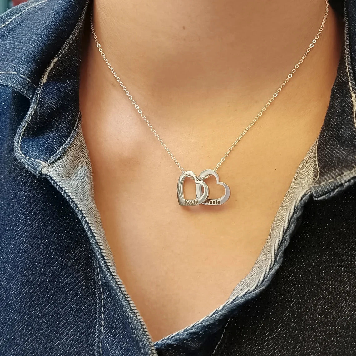 Gravert Navn hjerte Necklace