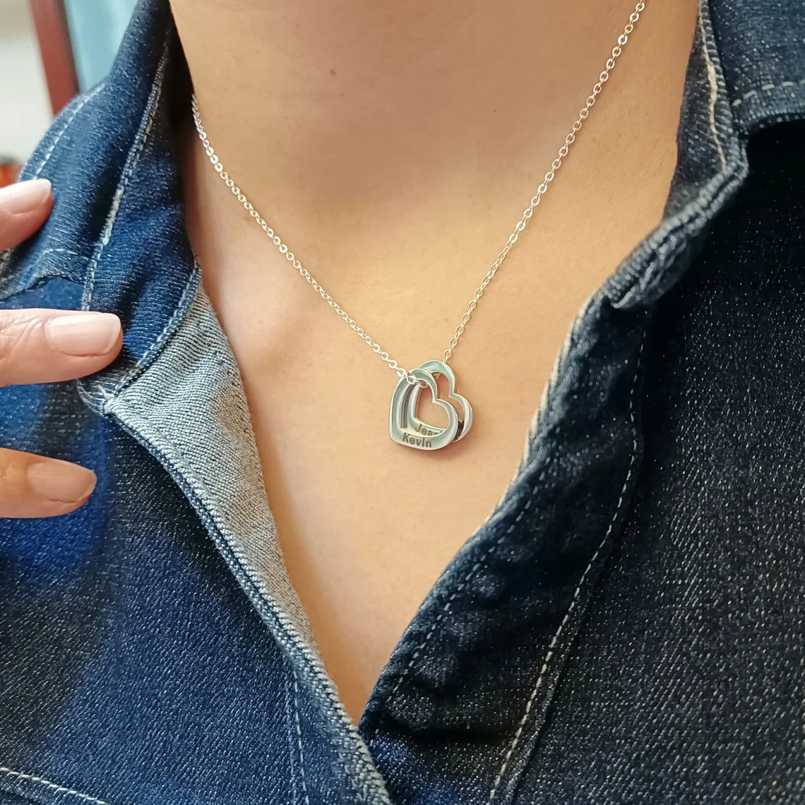 Gravert Navn hjerte Necklace